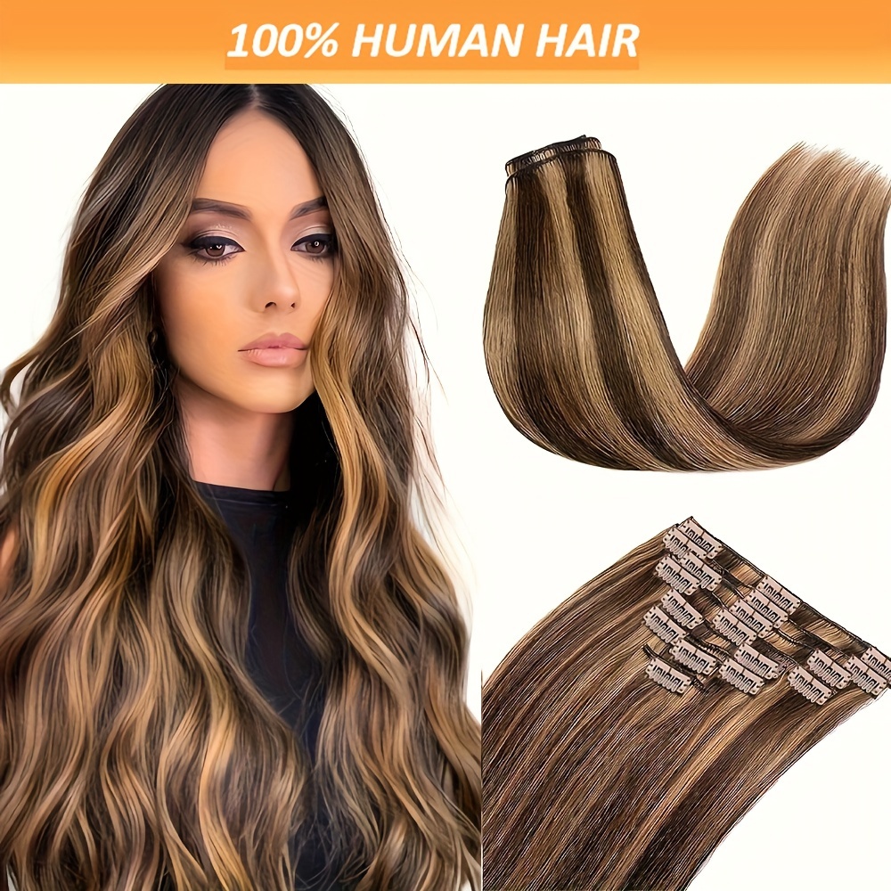 Clip In Hair Extensions, 100% Remy Human Hair