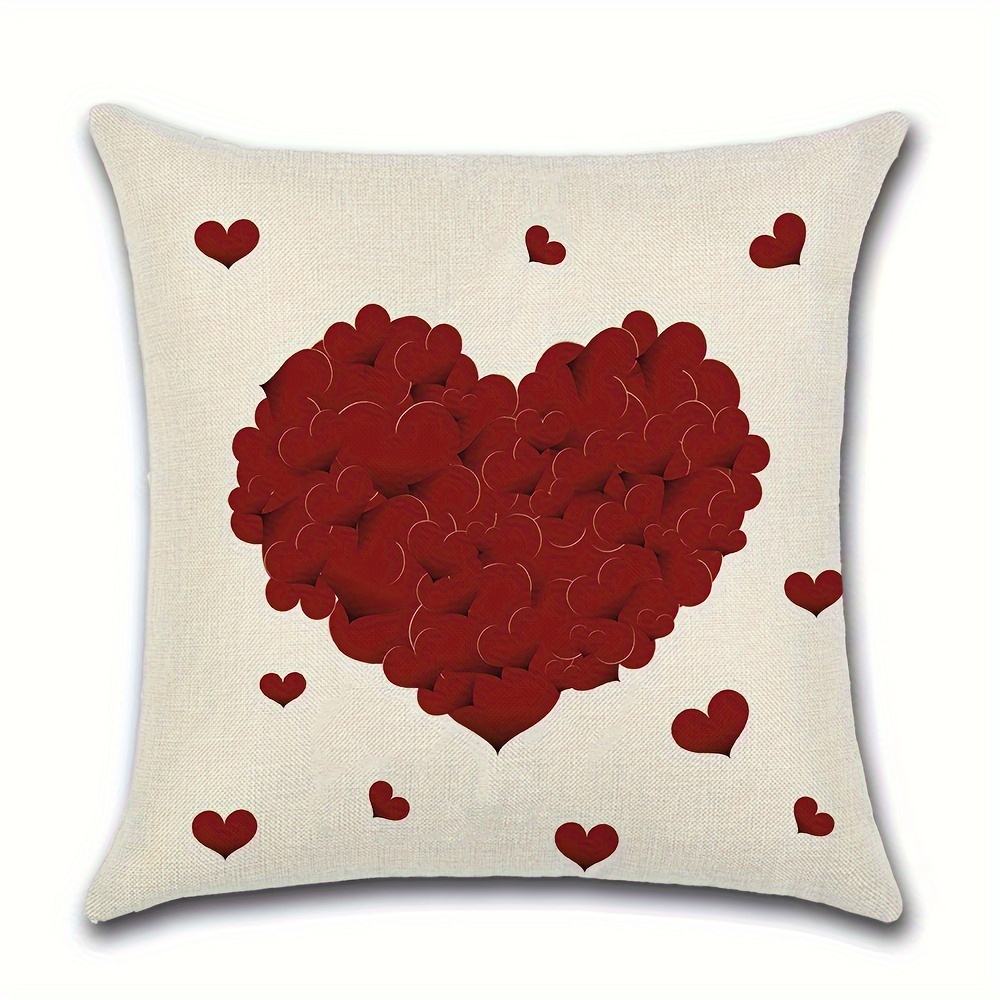 Love Throw Pillow Covervalentine's Day Heart Print Pillow