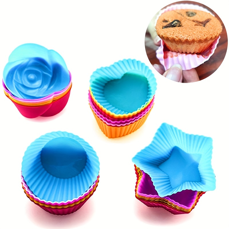 Silicone Muffin Cupcake Cup Mold Baking Paper Cup Oven Household Steamed  Cake Mold - Temu