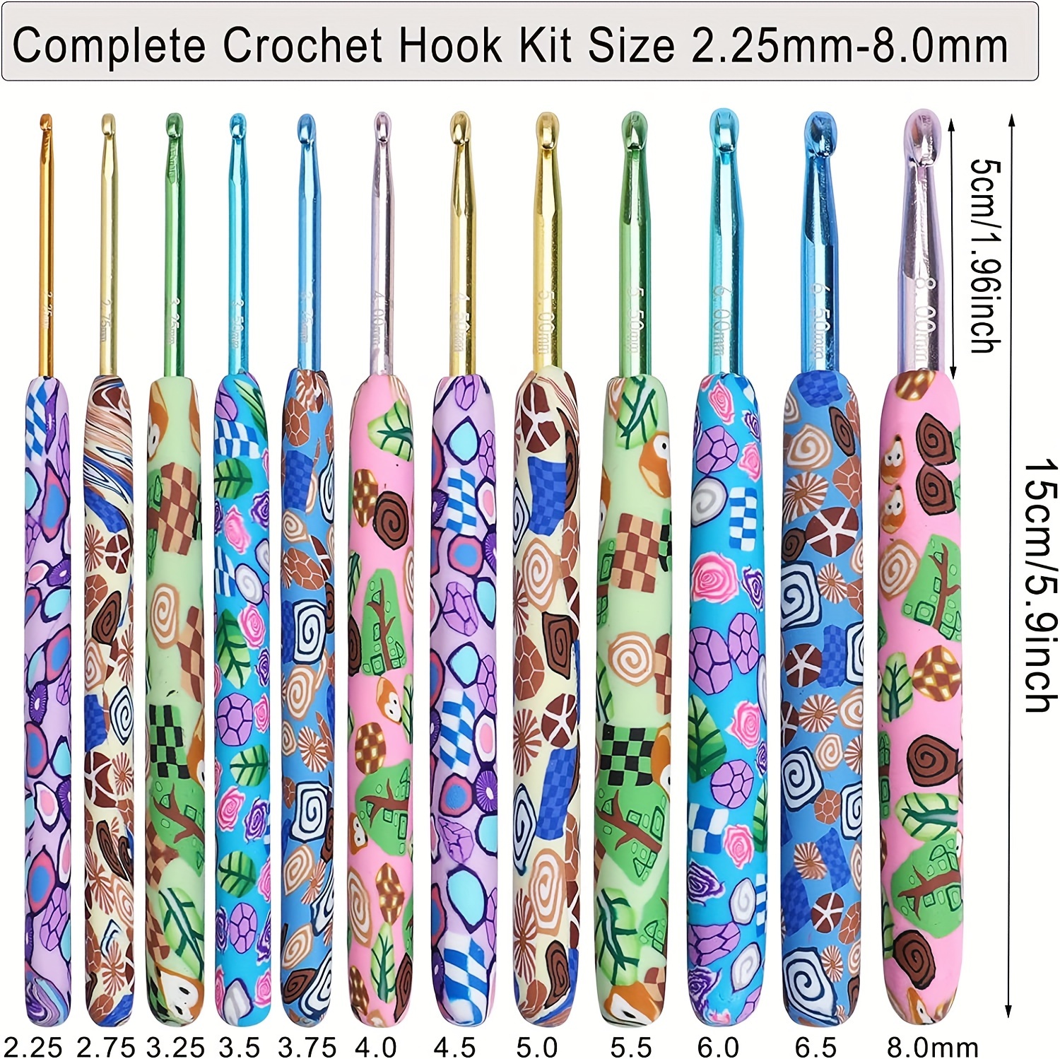 Soft Ceramic Crochet Hooks Set 12 Sizes Crochet Needles - Temu Canada