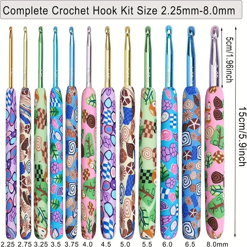 Soft Ceramic Crochet Hooks Set 12 Sizes Crochet Needles For - Temu