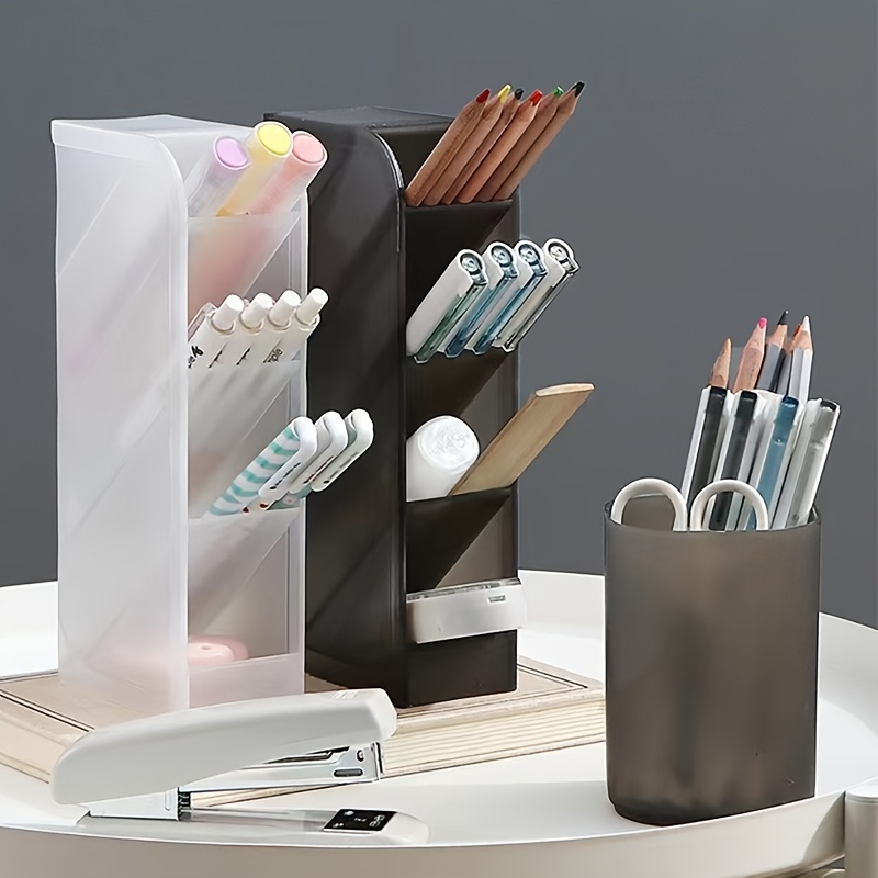 Plastic Pen Pencil Holder Desktop Organizer Box Multi grid - Temu