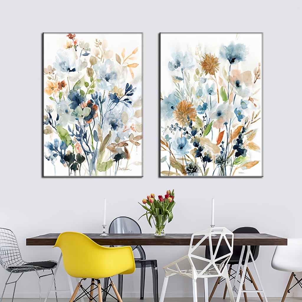 2ピース/セット花葉植物キャンバスアートポスター 高精細抽象水彩