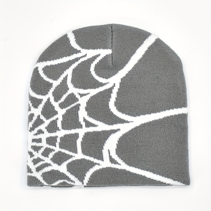 FackLOxc Y2K Bonnet en tricot avec toile d'araignée - Bonnet ample