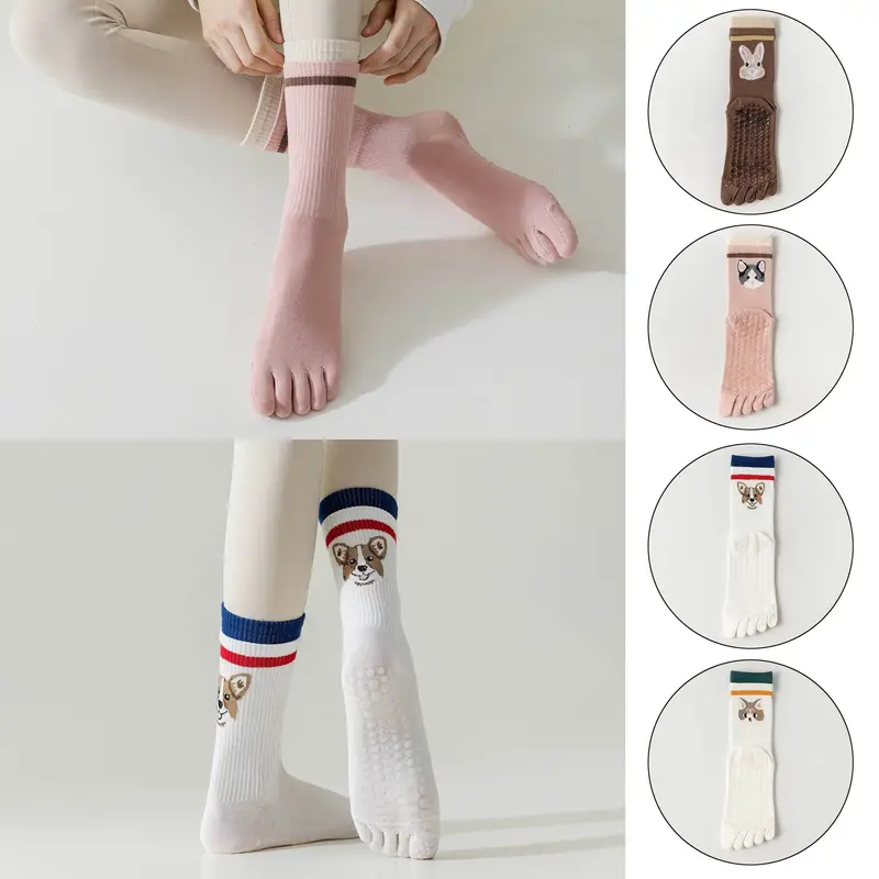 1 Pair Cartoon Dog Yoga Socks Non Slip Five Toe Socks Breathable Tube Socks  Womens Sports Socks Grips In Pilates Barre Ballet Fitness - Sports &  Outdoors - Temu Finland