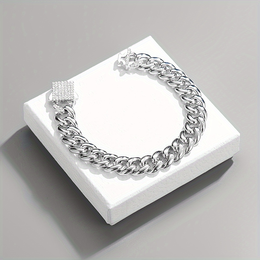 Bracciale Uomo Cuban Link Turchese - Acciaio Inox 316L, Catena Hip Hop Bangle, Regalo Uomo