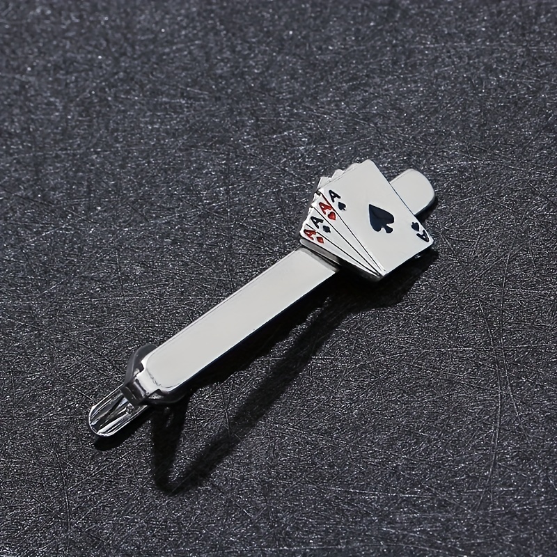 Fashionable And Elegant Men's 4 Of Spades Alloy Tie Clip, Single Piece, Formal Tie Clip
