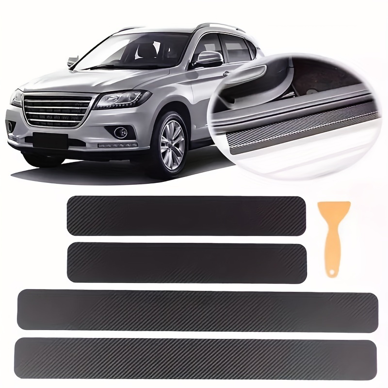 4PCS Car Door Sill Plate Protectors, Auto Door Entry Guards Sill Scuff  Cover Panel Step Protector, PVC Rubber Anti-Scratch Front Rear Door Pedal,  Car