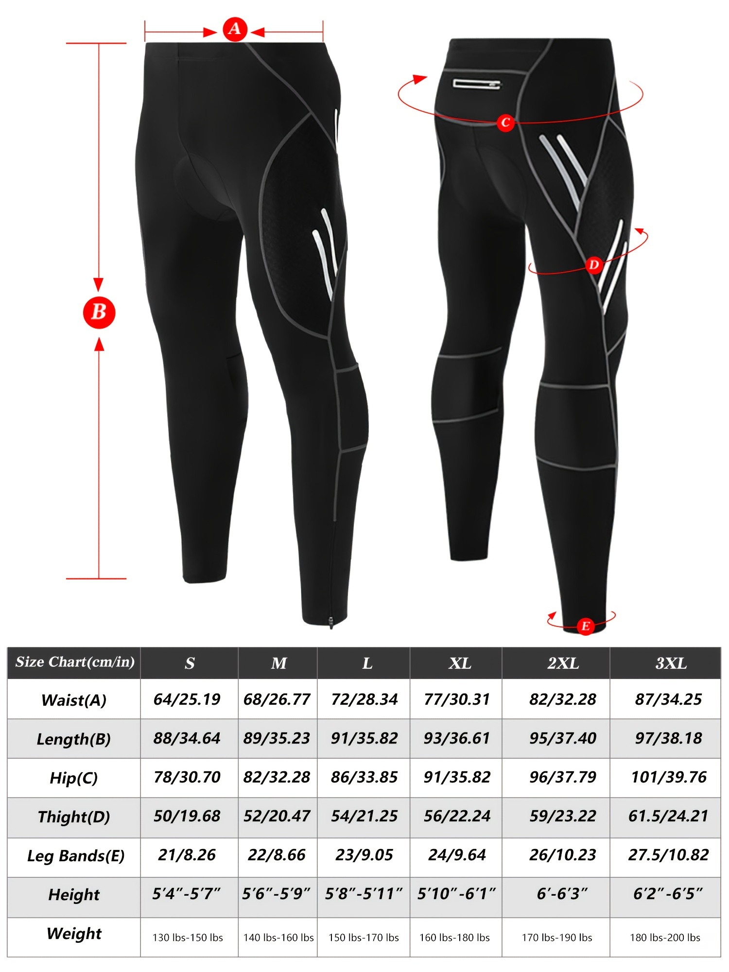 Reflective Men's Cycling Leggings - Quick Dry Stretch Trousers for  Comfortable Riding