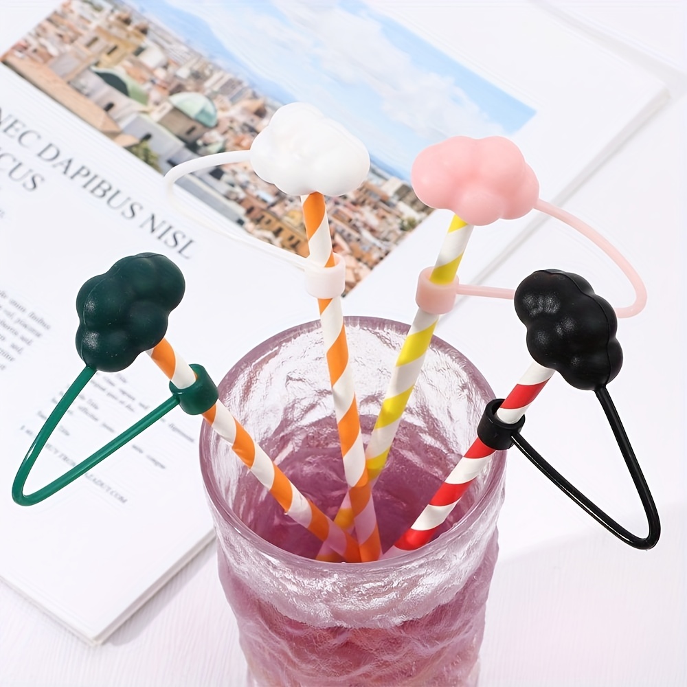 1pc Silicone Straw Cover, Cute Cloud Design Drinking Straw Cover