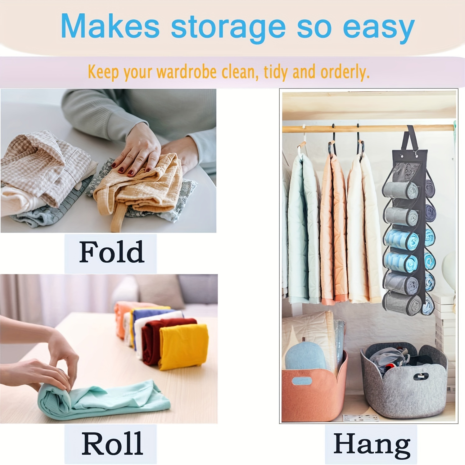 Double Side Hanging Underwear Bag Grids Wall Mounted Storage - Temu