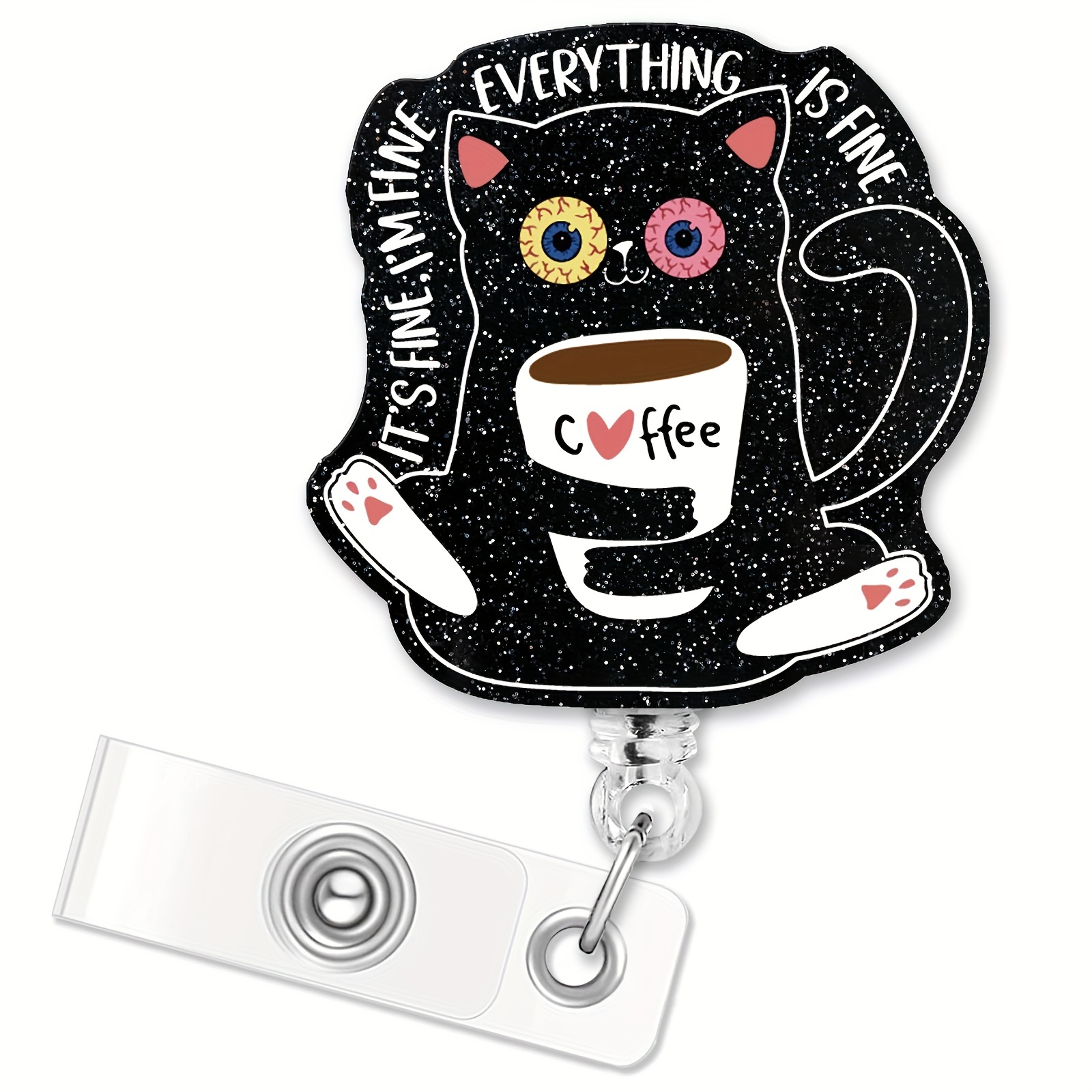 Coffee All Day Every Day Funny Humor Heart Lanyard Retractable Reel Badge  ID Card Holder