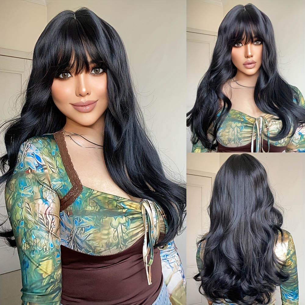 peruca lace wig cabelo fibra organica ondulada c/franja reta