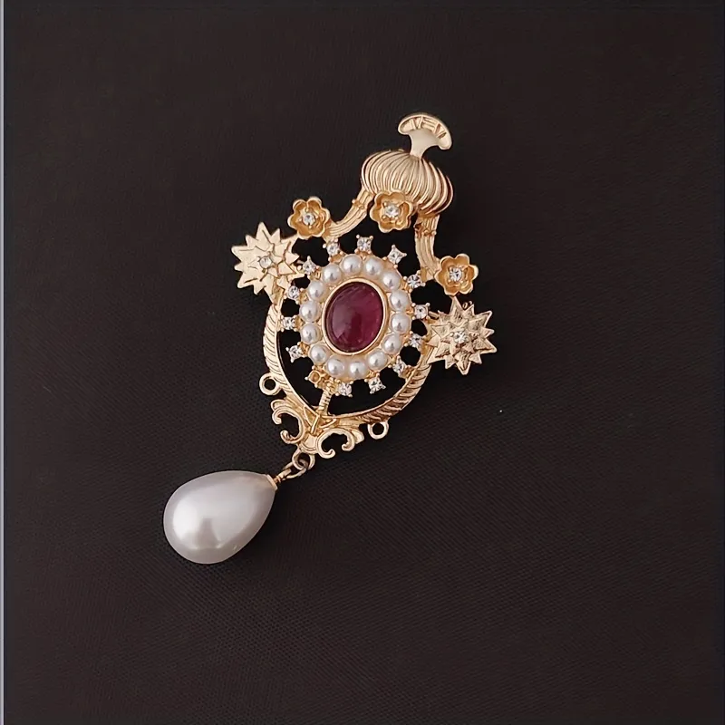 Faux Pearl Brooch Unisex Corsage Coat Accessories Fashion Metal