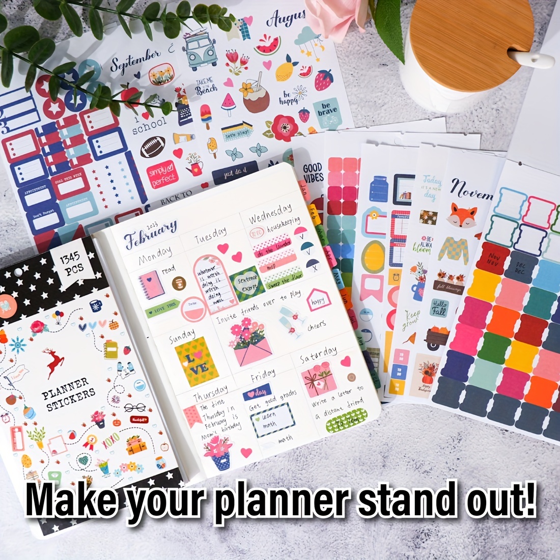 Aesthetic Planner Stickers Fun Planning / 1345 Monthly - Temu