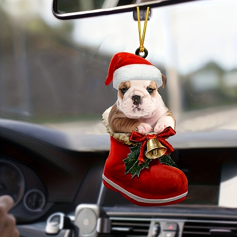 Christmas Theme Cute Dog Pattern Car Ornament Christmas Tree - Temu