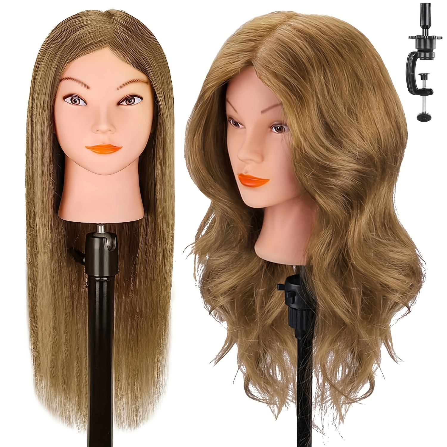 26 Inch Colorful Synthetic Long Hair Hairdressing Cosmetology Training Head  With Stand Mannequin Dummy Practice Manikin Head For Hairstyles +  Hairdressing Tool Set
