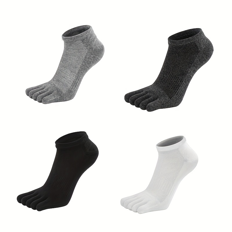 Toe Socks Men Cotton Five Fingers Socks Breathable Short Ankle Crew Socks  Sports Running Solid Color Black White Grey Male Socks