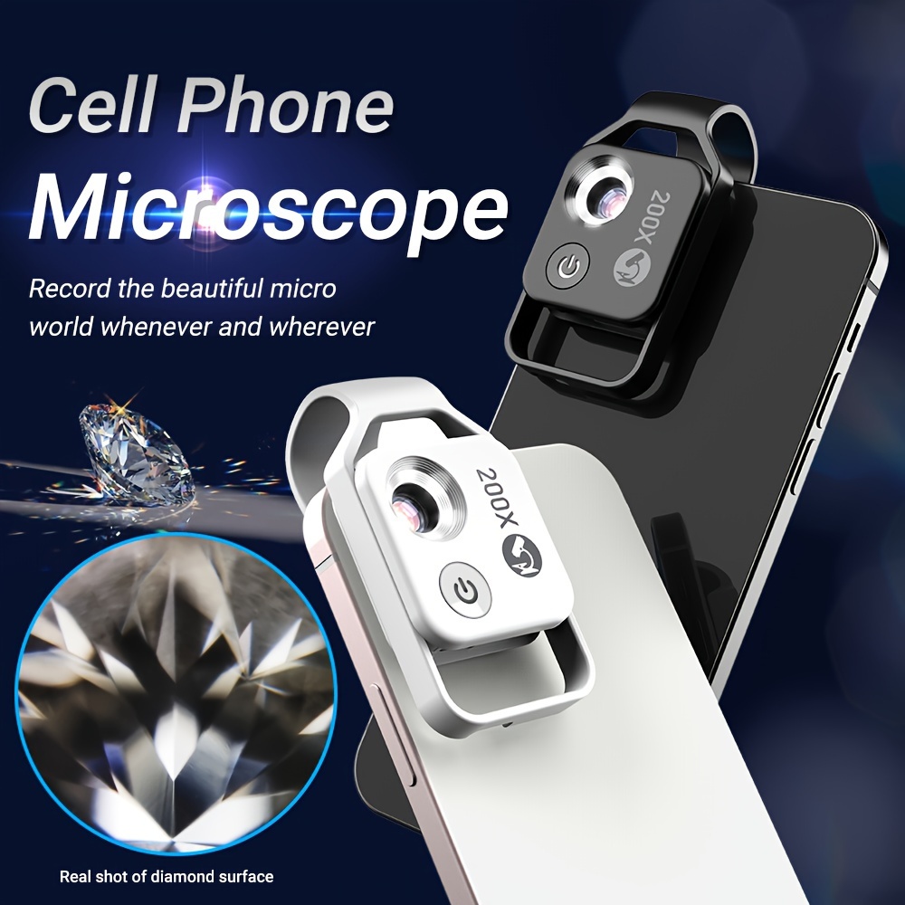 APEXEL Portable 200X Magnification Microscope Lens with CPL Filter LED  Light Micro Pocket Macro Lens for