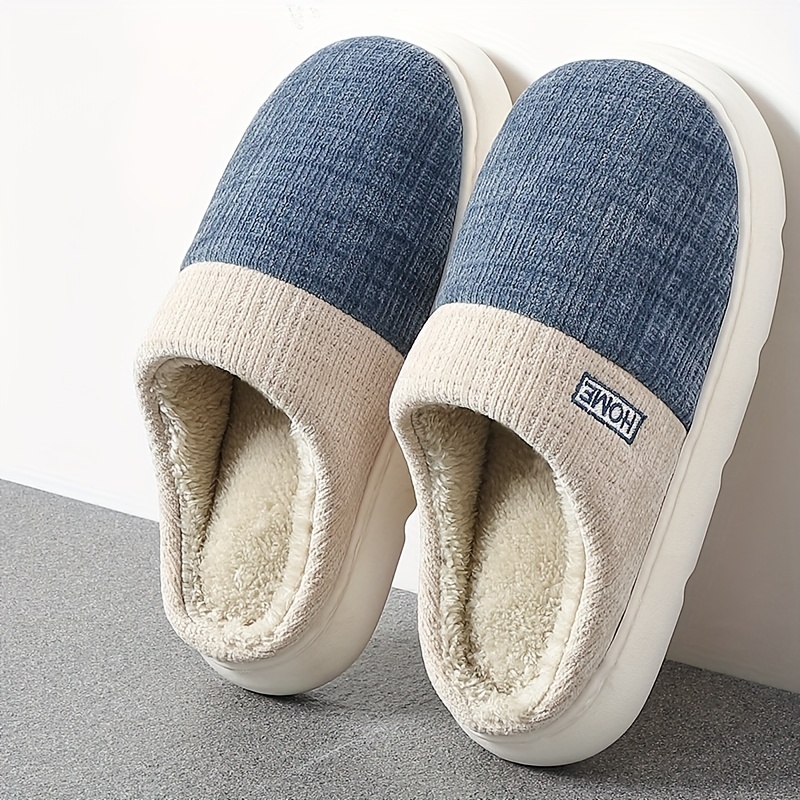 Winter Slippers for Men and Women, Indoor Slippers, Non-Slip, Cotton Warm  Plush Home Shoes for Men and Women,Blue-38 : : Clothing, Shoes &  Accessories