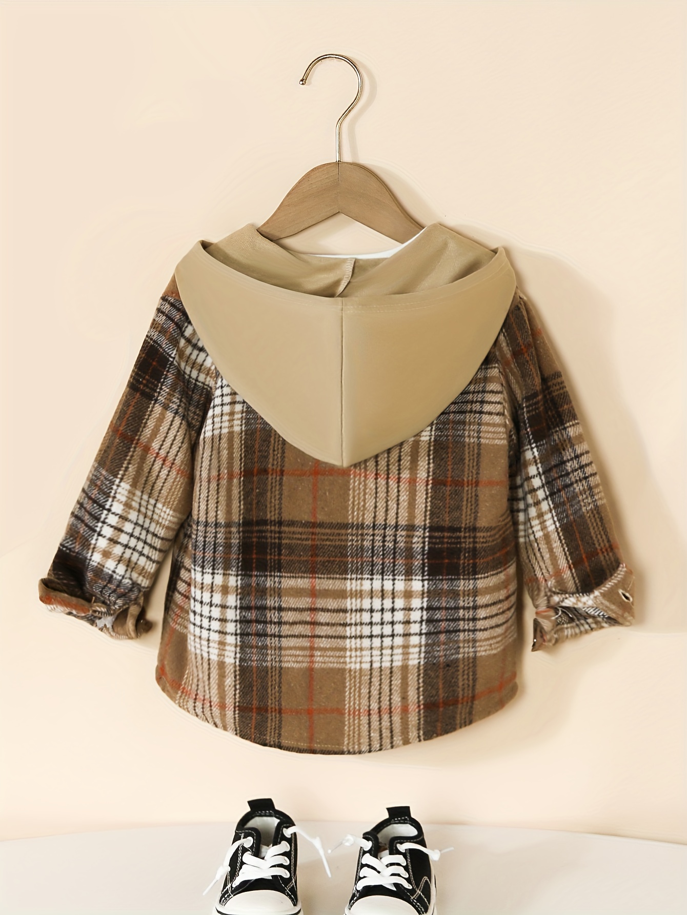 Boy's Plaid Hooded Button Up Shirt
