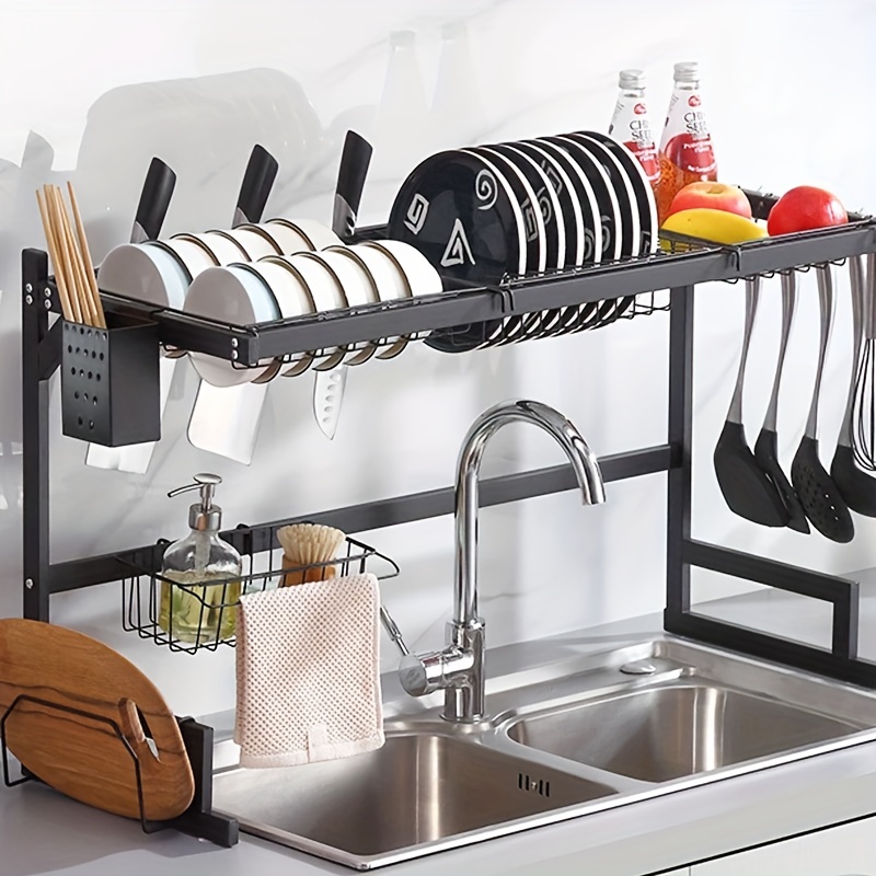 1pc Kitchen Rack, Tableware And Seasoning Rack, Sink Dish Drying Rack,  Countertop Multi-functional Stackable Rack, Kitchen/Bathroom Countertop  Organizer, Kitchen Accessories