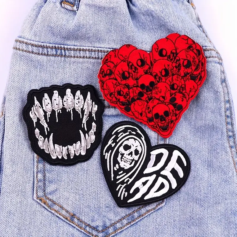 Diy Punk Heart Iron On Patches On Clothes Teeth Patches On - Temu