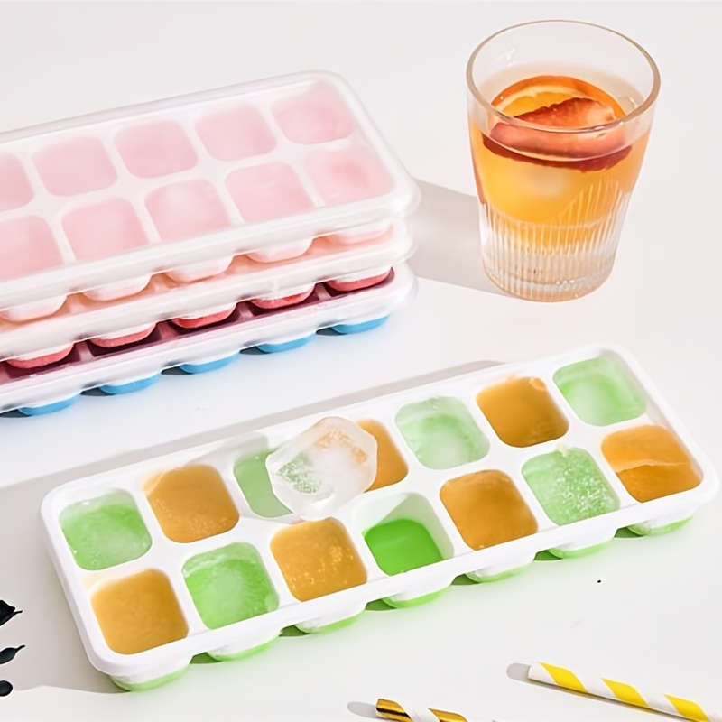 Easy-Release Silicone Flexible 14-Ice Cube Trays with Lid, Ideal Ice  Container for Cocktail, Freezer, Stackable Ice Trays with Covers and  Storage Bin