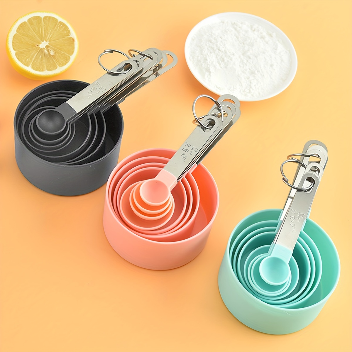 Plastic Measuring Cups And Spoons Set Kitchen Baking - Temu