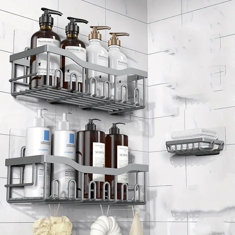 Shower Caddy, Bathroom Organizer Adhesive Shower Shelf, No
