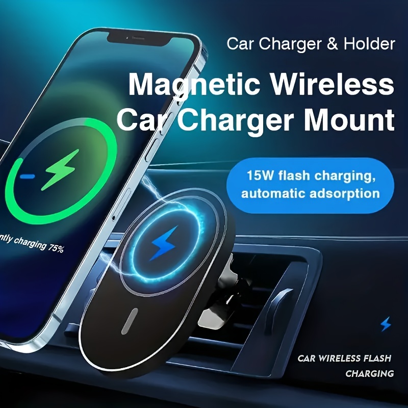 Magnetic Wireless Car Charger Mount Holder for iPhone 13 14 Pro
