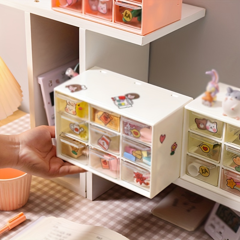 Plastic Storage Box Sticker Organizer Box Desktop Storage - Temu