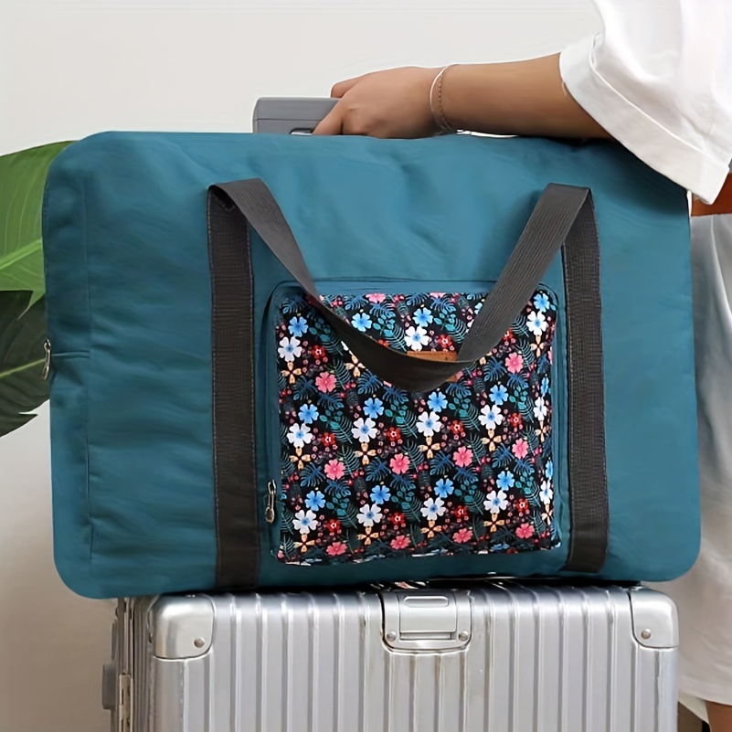 Flower Pattern Tote Canvas Luggage Weekender Bag