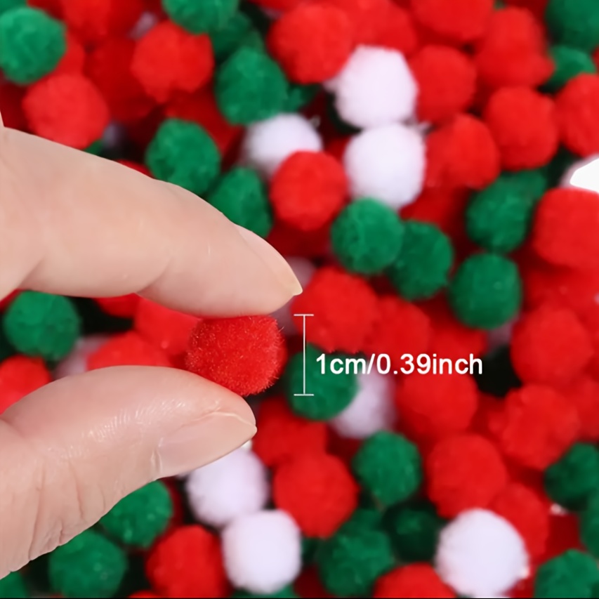 Christmas Pom Poms Mixed Colorful Red Green White Assorted - Temu