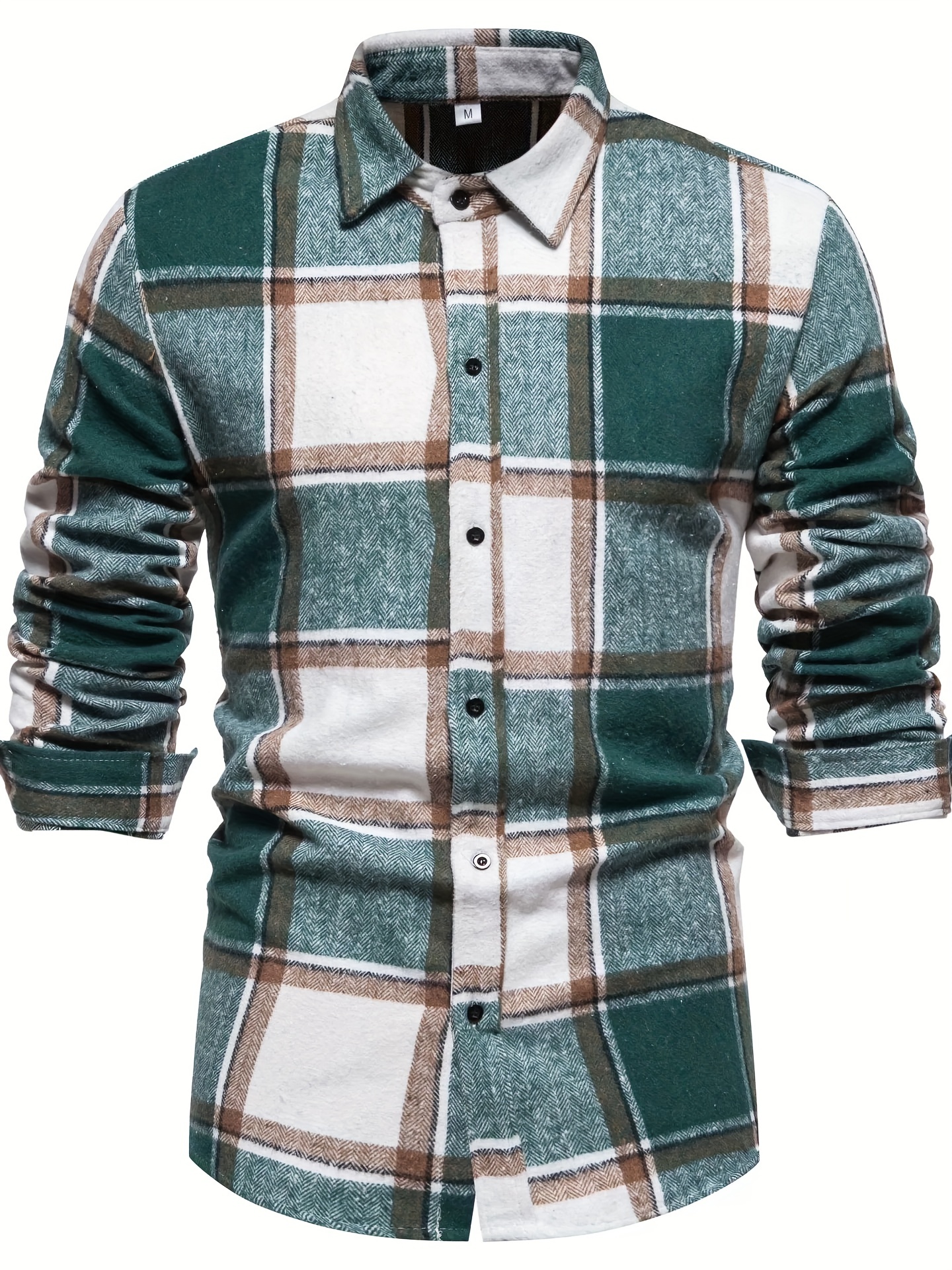 Random Plaid Pattern Men's Basic Daily Long Sleeve Button Up Shirt For  Spring Fall Outdoor