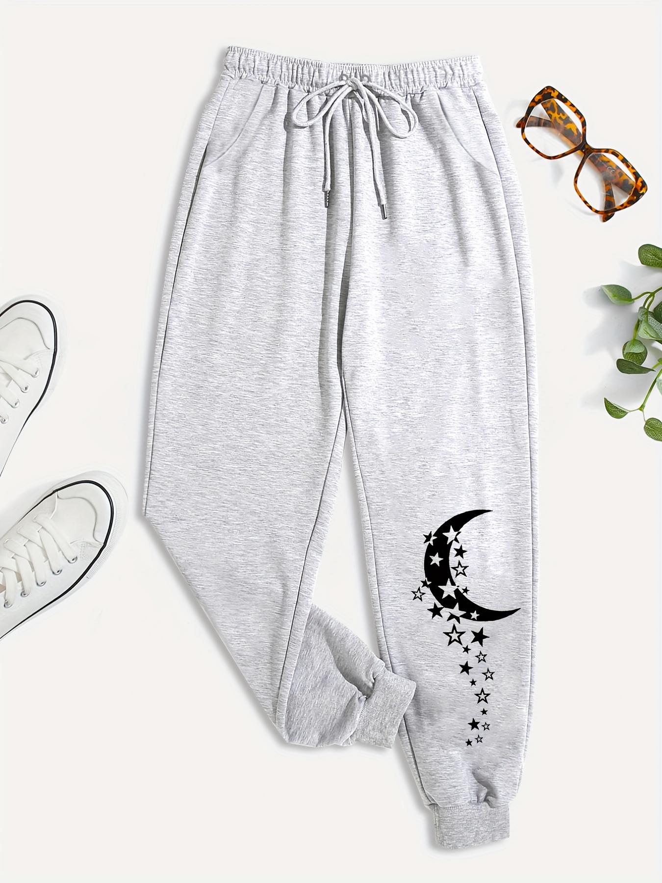 Moon City Drawstring Sweatpants Gray One Size