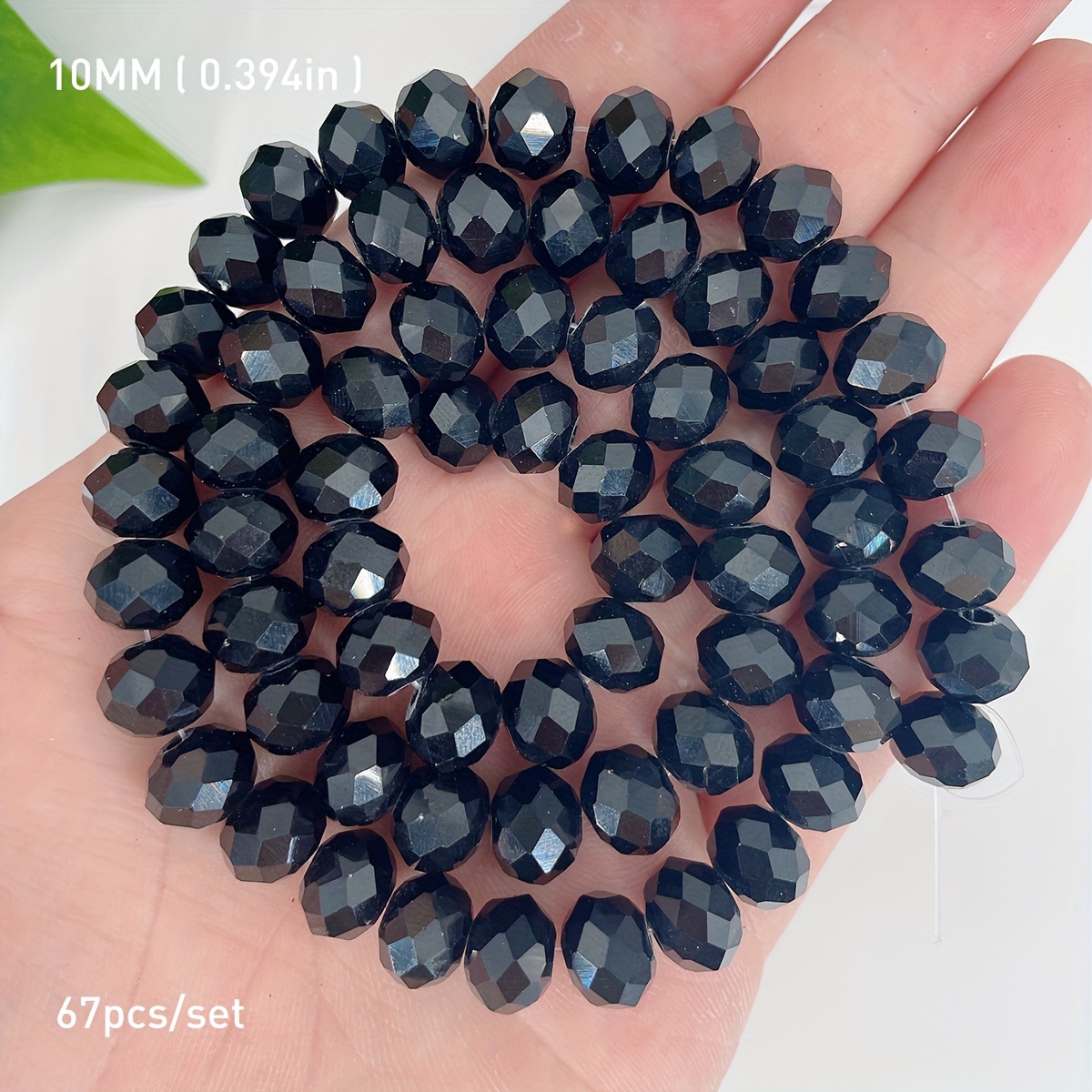 4/6/8/10/12/14MM Black Crystal Stone Beads Rondelle Wheel Faceted Glass  Loose Spacer Beads For Jewelry Making DIY Bracelet Necklace 15in