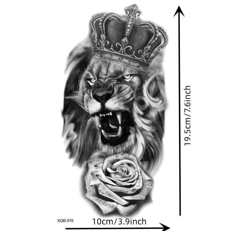 lion with crown tattoo drawing