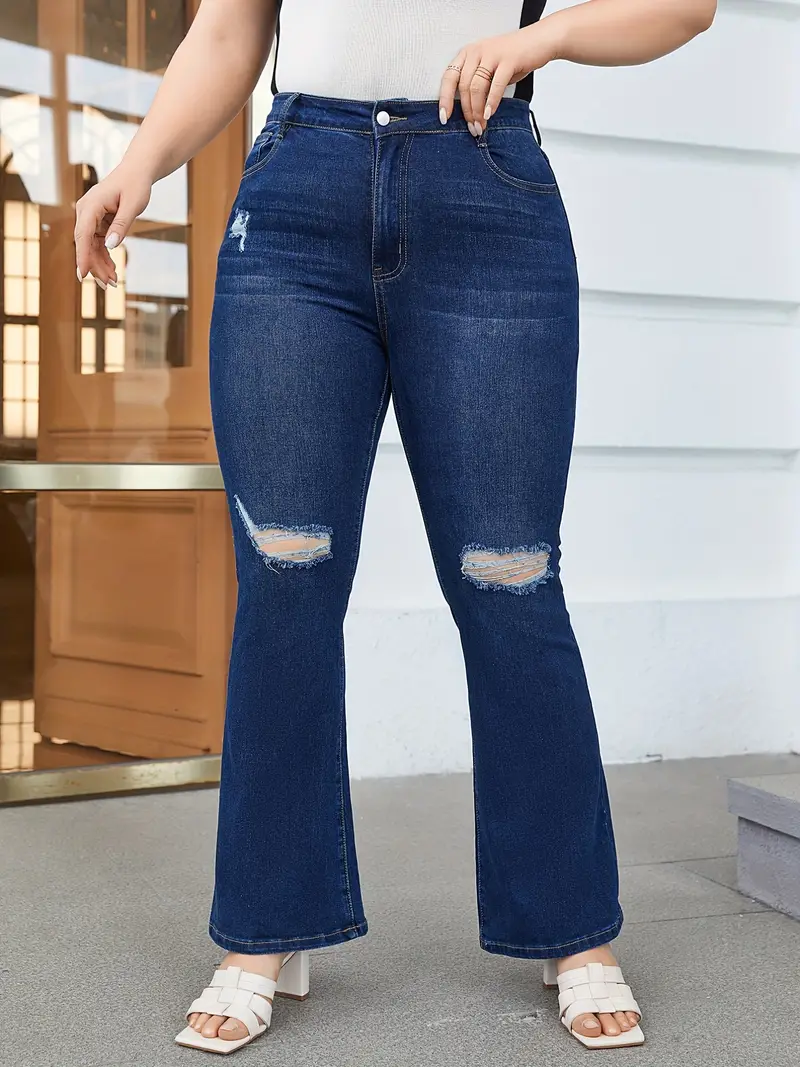 Plus Size Wide Leg Jeans - Temu