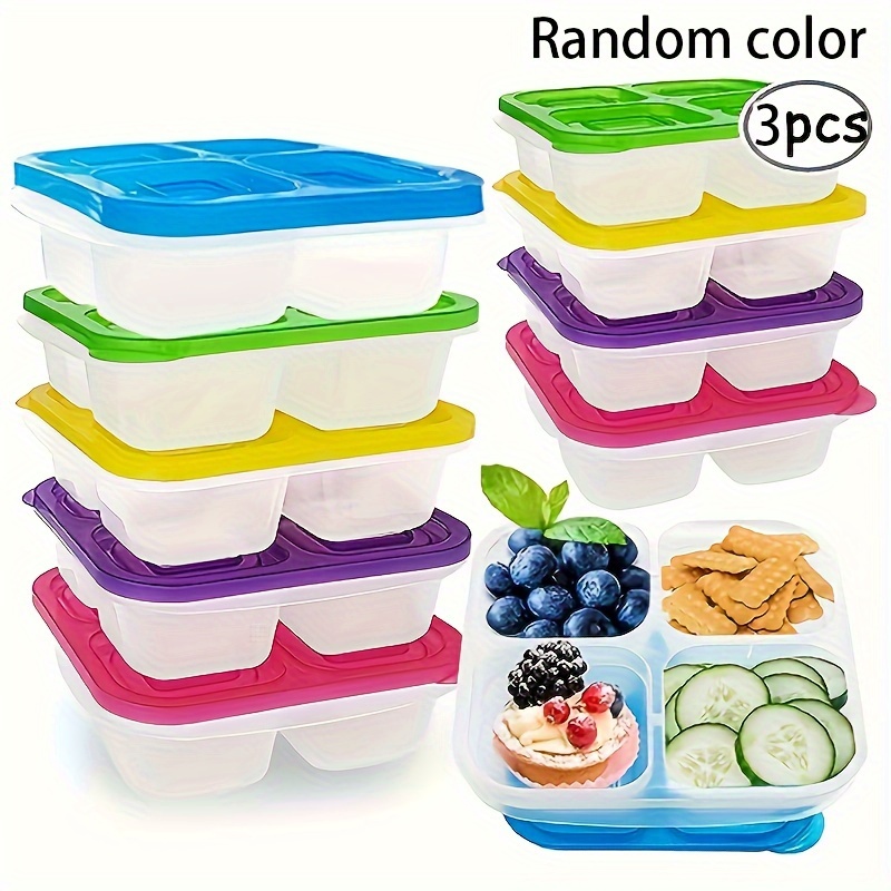 4 compartment Plastic Food Container (random Color) Food - Temu