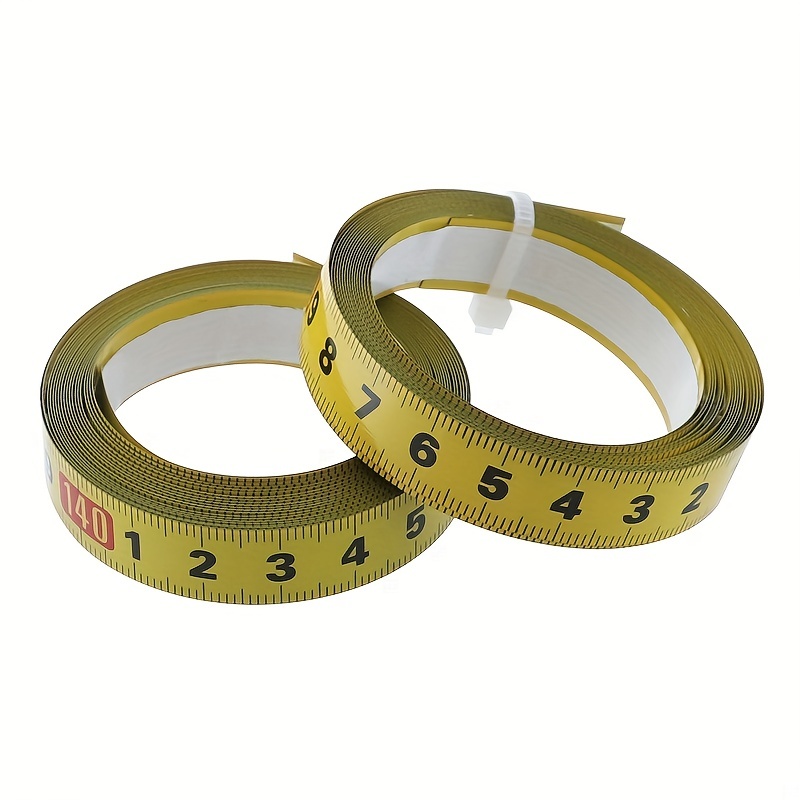 Cinta métrica métrica de medición autoadhesiva amarilla, 1M de longitud,  0.492 in de ancho, lectura de izquierda a derecha, para trabajo,  carpintería
