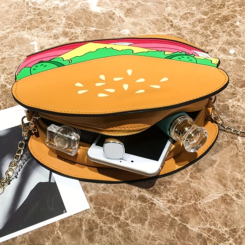 Fast Food Shape Metal Chain Crossbody Bag, Pu Leather Novelty Hamburger  Fries Shape Bag Purse, Fancy Cute Fashion Shoulder Bag - Temu