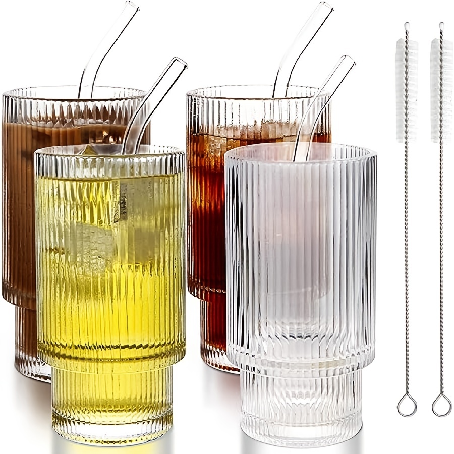 Drinking Glasses With Bamboo Lids 2pcs Glass Beer Cups Juice Glass