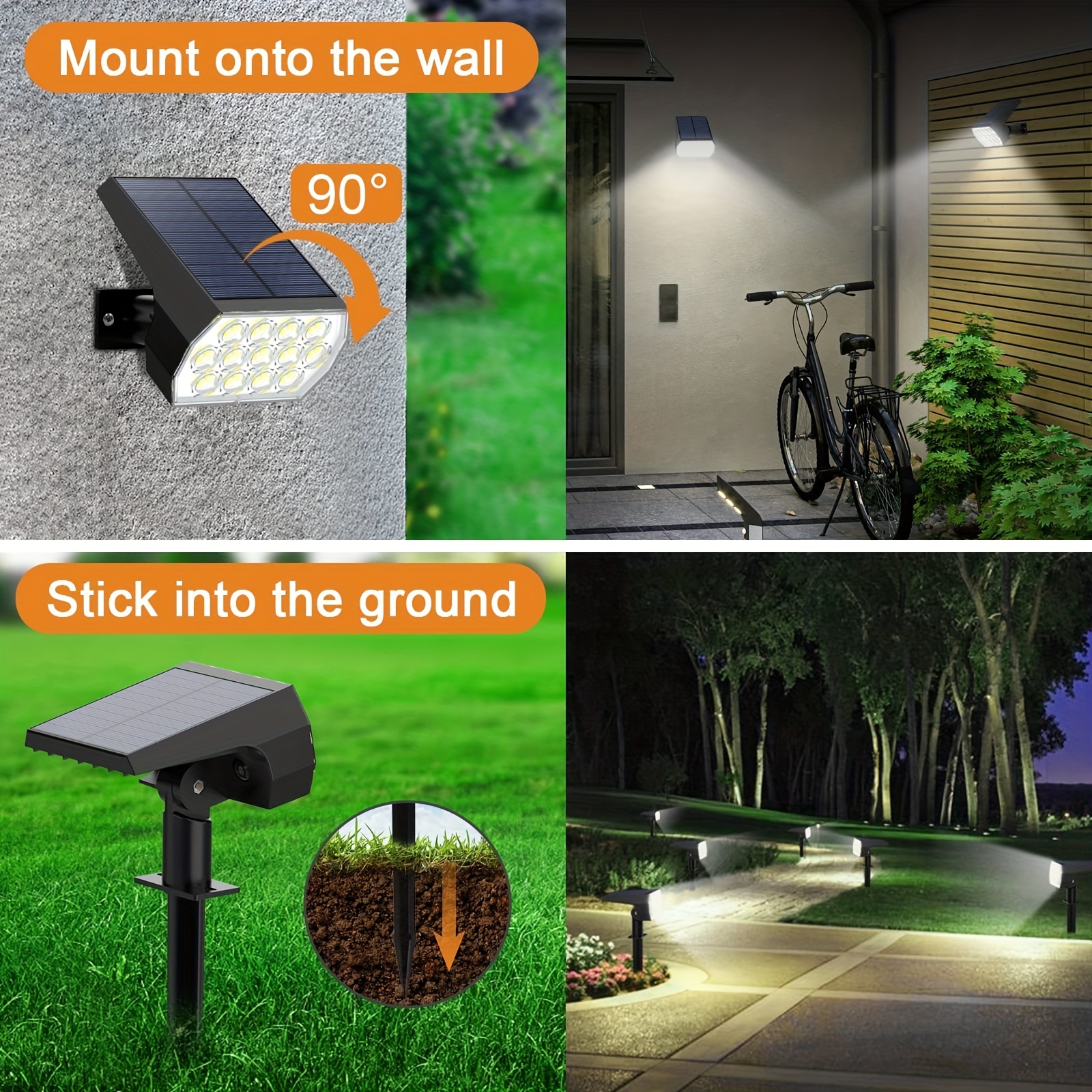 LED Solar Spotlights 2W Solar Powered Landscape Lights Outdoor