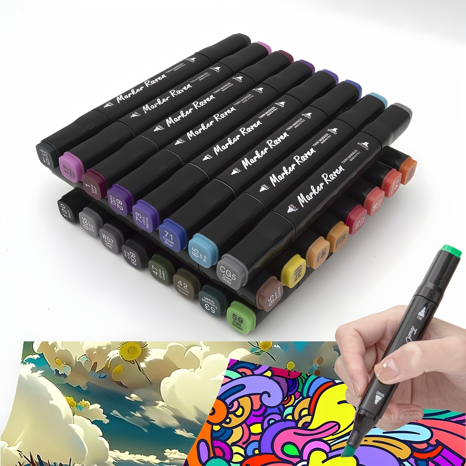 120 Colors Alcohol Markers, Dual Tip Art Markers for Coloring Sketching  Drawing Markers for Artists Kids Adult Paint Markers Pen with Holder and