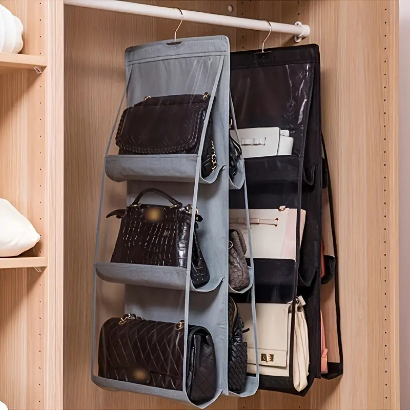 Hanging Hook Handbag Purse Organizer, Closet Wardrobe Bag Storage Holder,  Dust-proof Transparent Bag Holder
