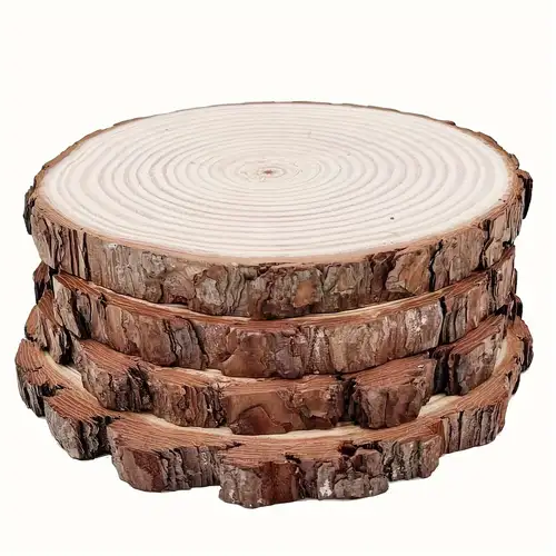 Natural With Tree Bark Wood Disc Coasters Wood - Temu