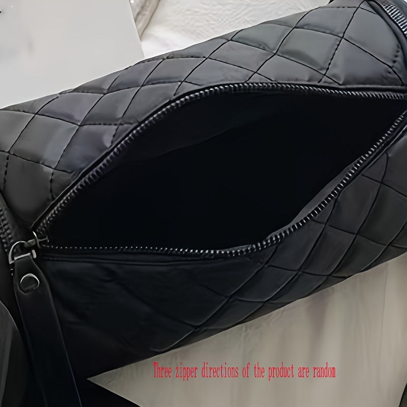 Simple Single Shoulder Crossbody Bag, Rhombus Pattern Zipper Small