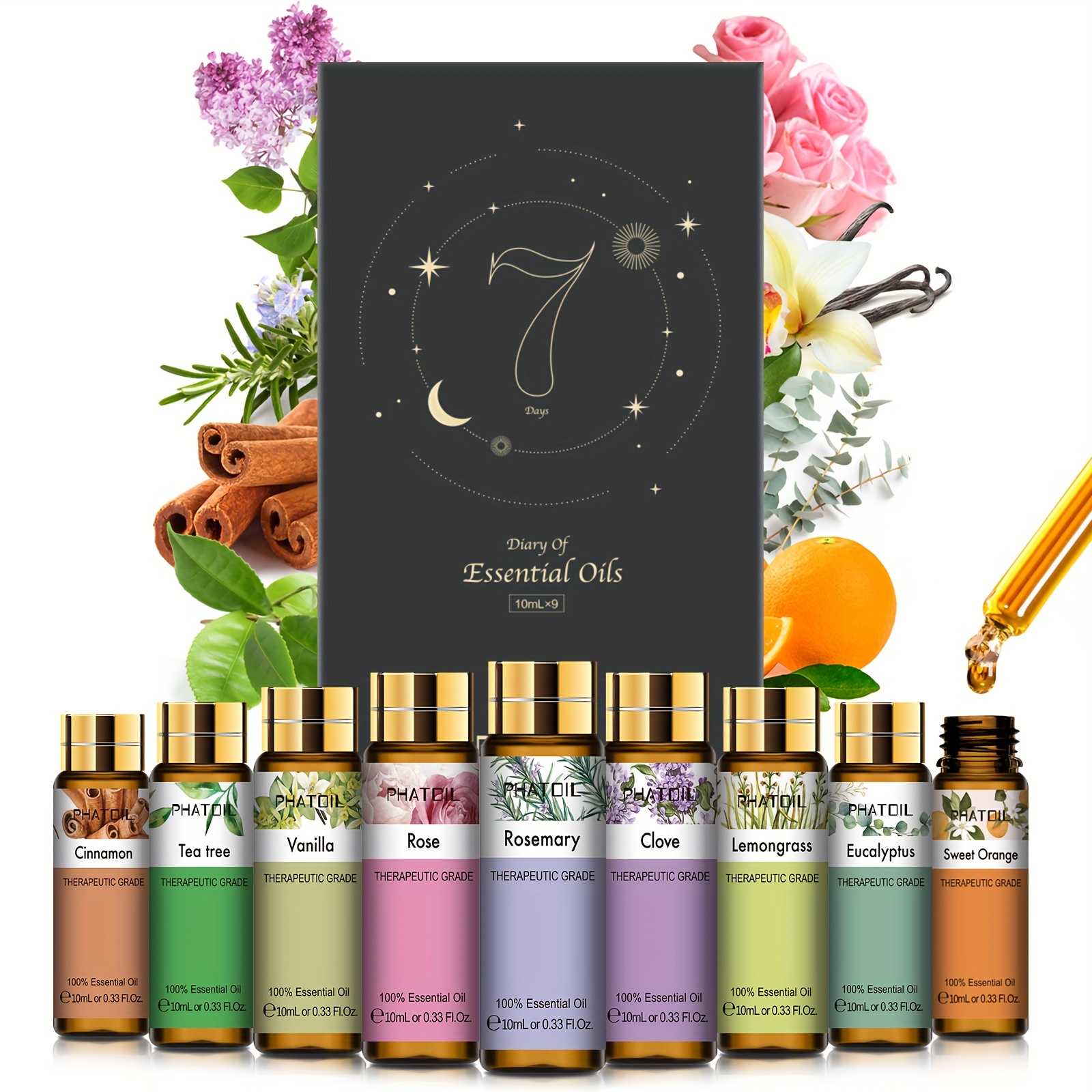 Set de 6 Aceites Esenciales para difusor Punto aroma Clavo, Lavanda,  Sandalo, Pomelo, Romero, Eucalipto