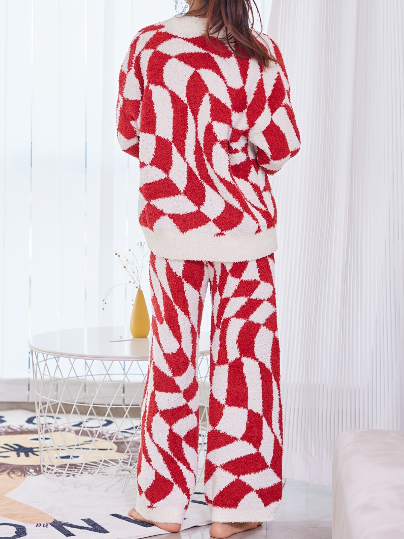 Ombre Coral Fleece Loose Pajama Set Crew Neck Long Sleeve Top Elastic  Waistband Pants Womens Sleepwear Loungewear - Women's Lingerie & Lounge -  Temu Slovenia